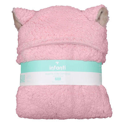 Frazada Poncho Sherpa rosa Infanti