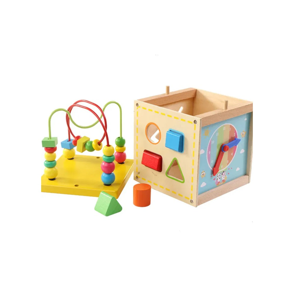 Cubo de Actividades de Madera Multicolor 5 en 1