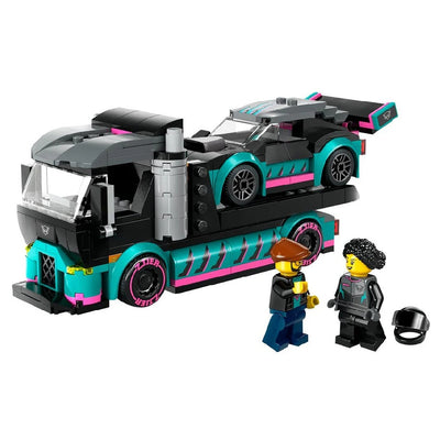 Auto de Carreras y Camión de Transporte