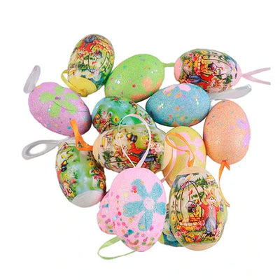 Huevos de pascua de fantasía colores surtidos 4x6cm 6pcs