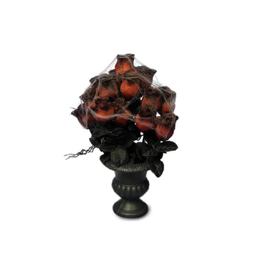 Florero de Rosas rojas con telarañas