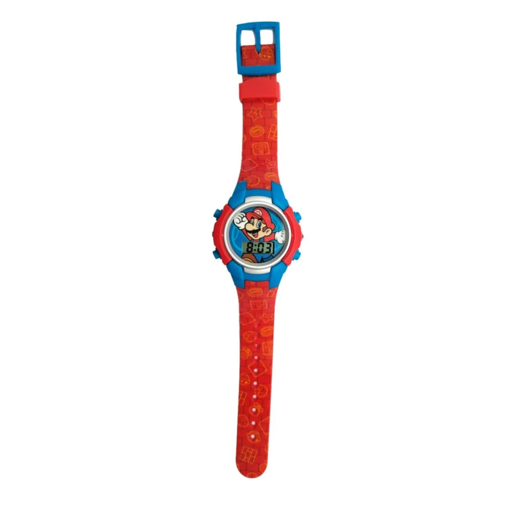 RELOJ SUPER MARIO LCD PARPADEANTE CORREA ROJA