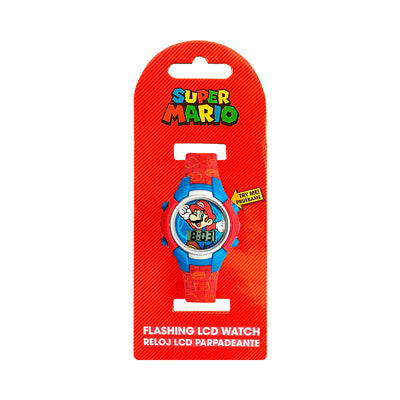RELOJ SUPER MARIO LCD PARPADEANTE CORREA ROJA