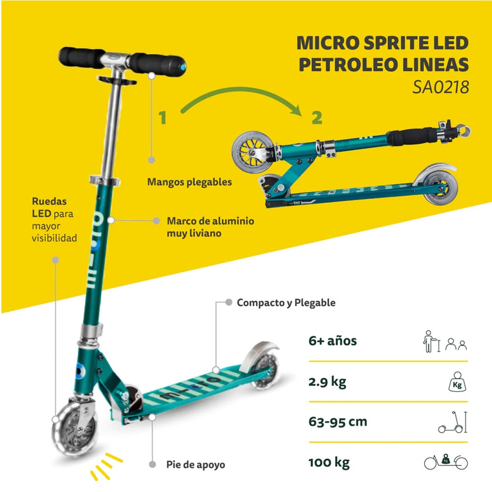 Micro Scooter Sprite LED Petróleo líneas