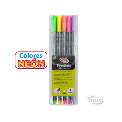 Fineliner 5 colores Neón