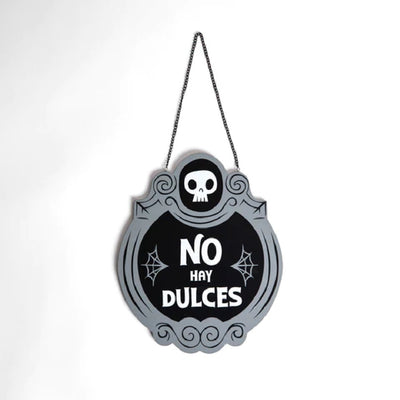 Señalética puerta "Dulce o truco" - "no hay dulces"