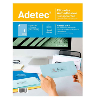 ETIQUETA INKJET/LASER TRANSPARENTE