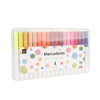 Marcadores de Colores Punta Pincel 36 unidades