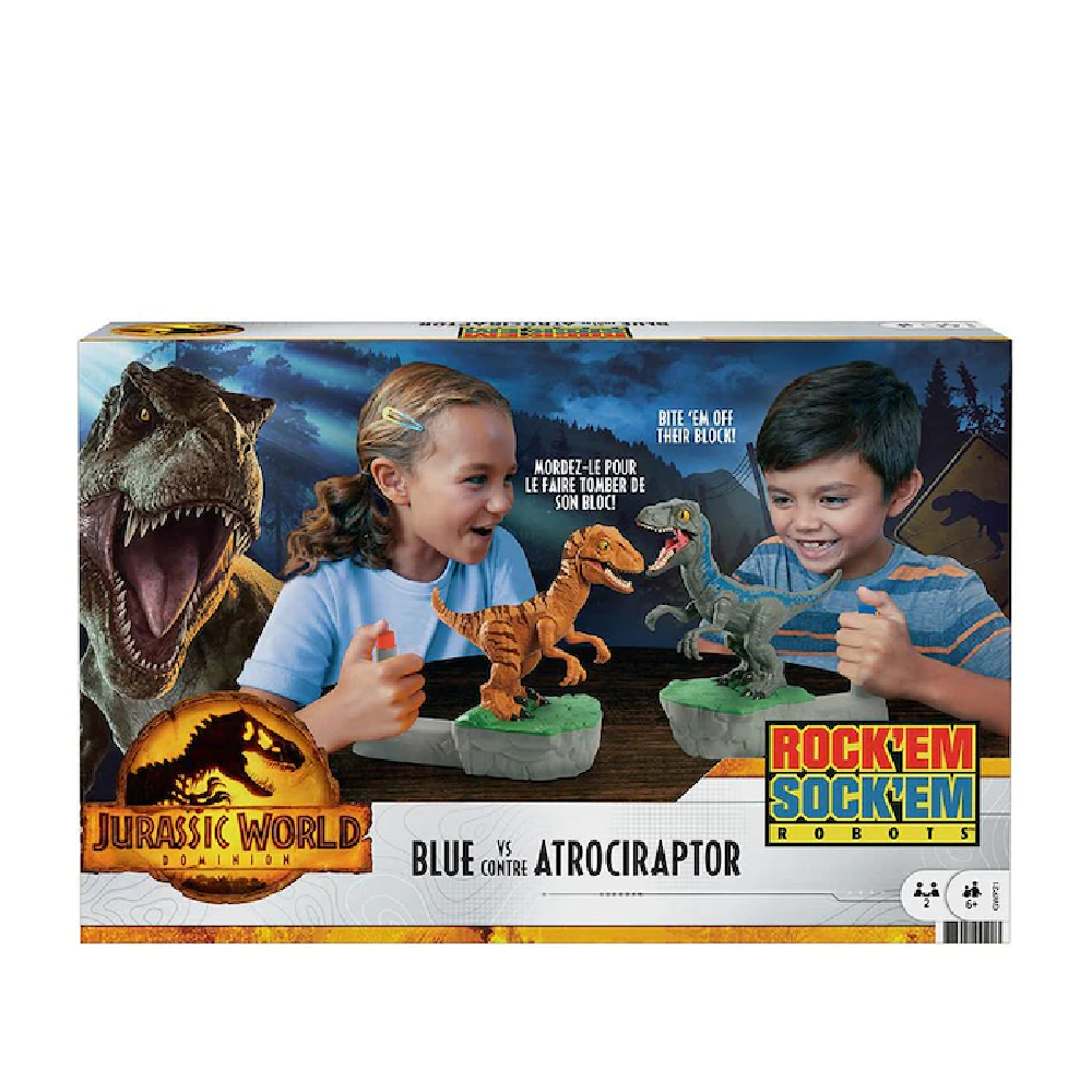Jurassic World Dominion Rock 'em Sock 'em Robots Azul vs Atrociraptor